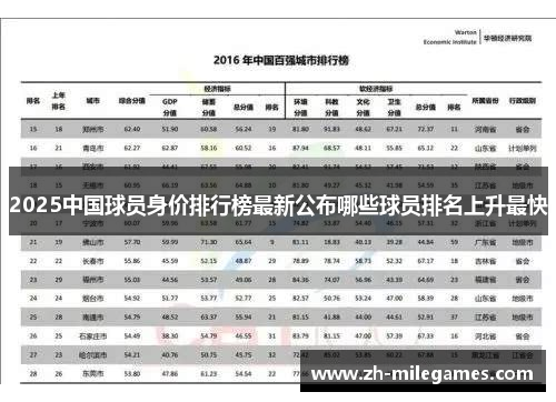 2025中国球员身价排行榜最新公布哪些球员排名上升最快